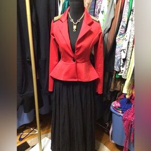 EUC Miss Blush Red Peplum Studded Studs Blazer